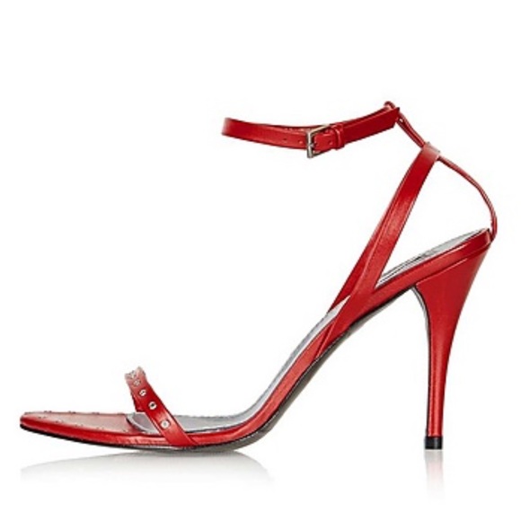 TOPSHOP Studded Limited Edition “Paisley” Leather Ankle Heels Red EU 39 / US 8.5 - Picture 15 of 15